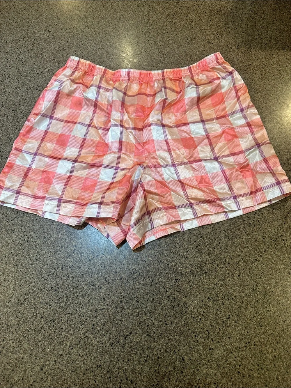 Justice Pink Plaid Elastic-Waist PJ shorts